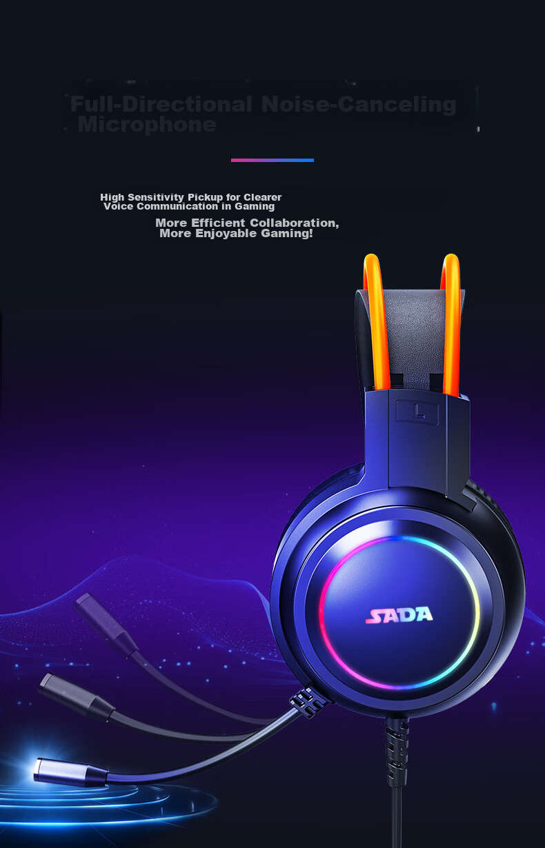 Saida Gaming Headset with Microphone, Over-Ear Design for E-Sports, Internet Cafes, Gaming, Sound Positioning, Music, Online Classes, Live Streaming, 3.5MM Wired Computer Headphones H-08 4