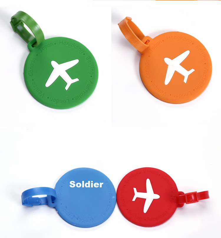 Banzheni Luggage Silicone Strap Tag, Cartoon Carry-On Tag, Luggage Identification Board for Air Travel, Includes Handwritten Information Card, Orange 9