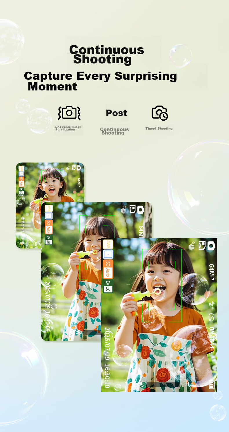 Lenovo C55 Student Selfie 64MP High-Definition Digital Camera, Birthday Gift for Girls, Entry-Level Mirrorless Camera, Campus Travel, Mirrorless Ccd Alternative, COMS Card Camera, 128GB 6
