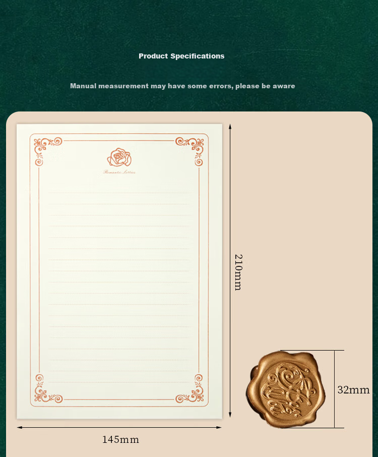 Kingdee Linen Envelopes and Stationery Set - Teacher's Day Gift Card with Gold Foil, High-End Creative Vintage Style Wax Seal, Romantic Letter Writing, Artistic Confession, 3 Envelopes, 10 Sheets, 3 W 10