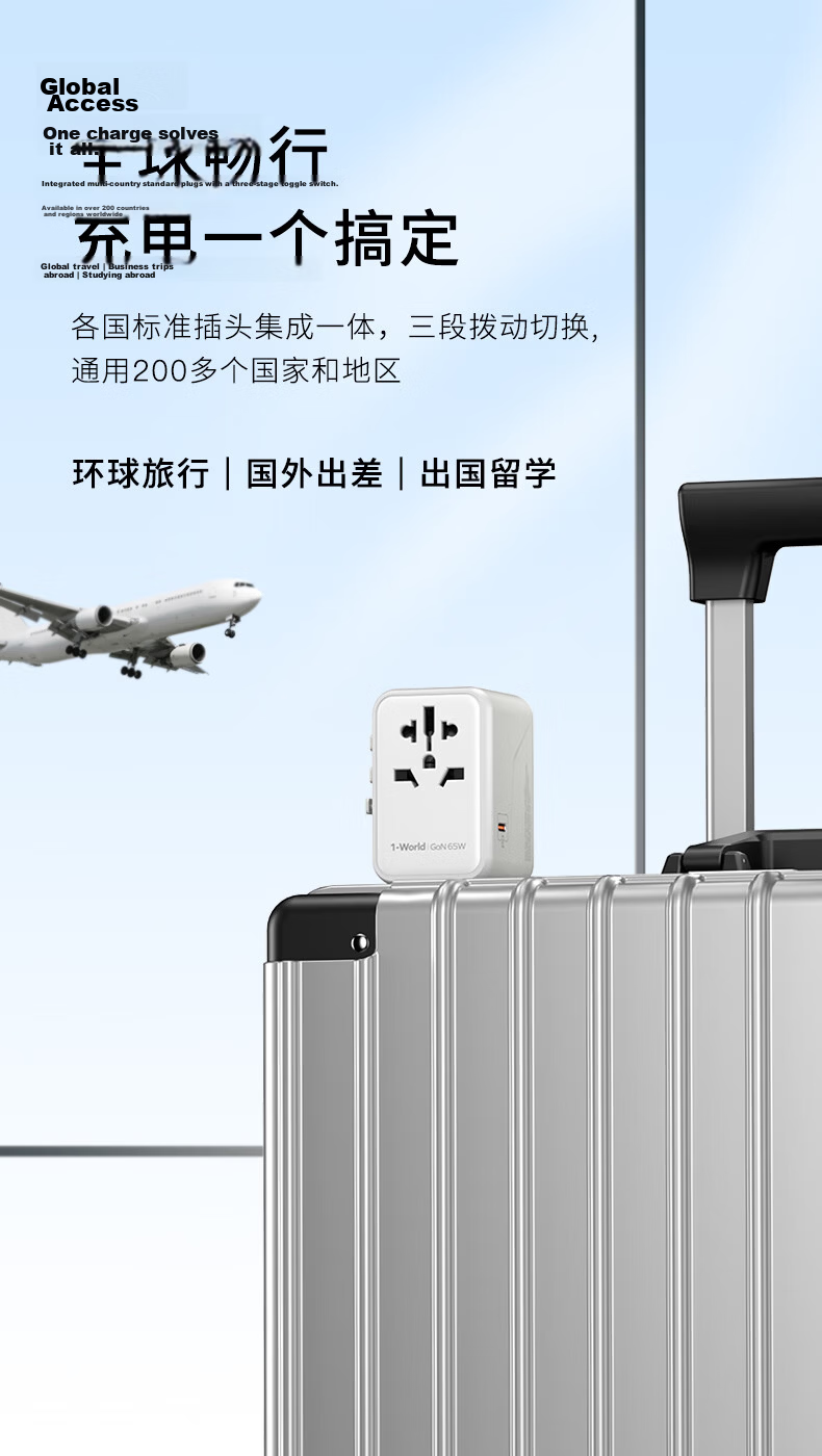 Momax TUV Certified PD 65W Global Universal Travel Adapter International Power Converter for UK EU US AU HK Standards 3