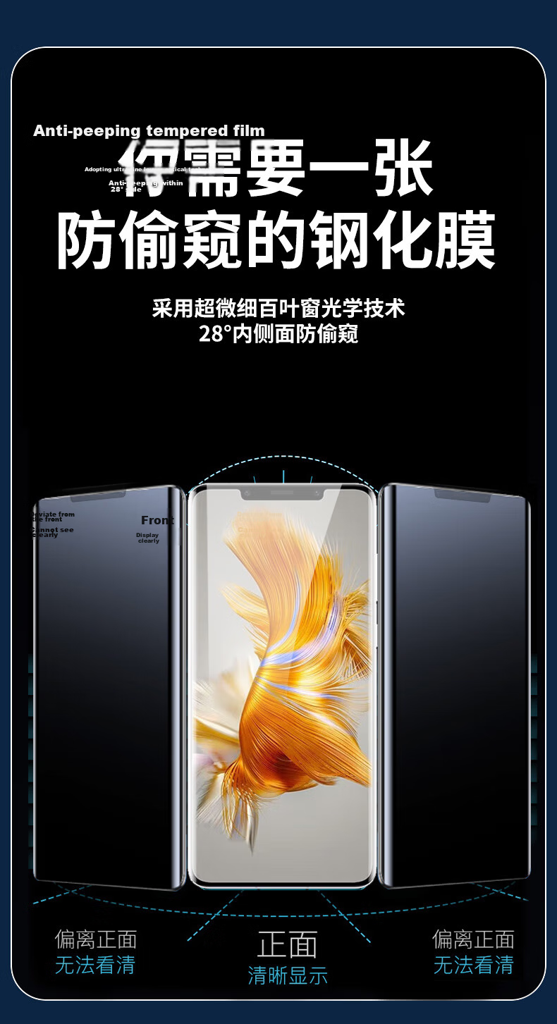 Kulefeng [Kunlun 28° Privacy Screen Protector], Suitable for Huawei MateX5 Tempered Glass Film, Anti-Peeping X5/x3 Collector's Edition Phone Film, Privacy Protection Sticker, Curved Glass Anti-Drop Fingerprint Resistant 6