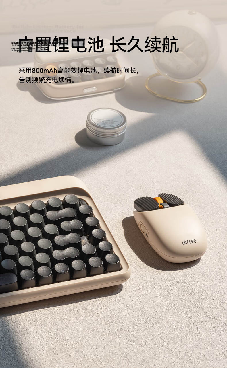 LOFREE EP115 Wireless Bluetooth 1970S Retro Series Dual-Mode Office Mouse Milkshake 6