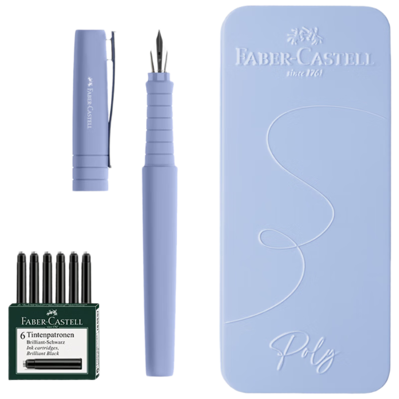Faber-Castell German Smooth Student Fountain Pen Gift Set for Children Iris Purple F Nib 241035