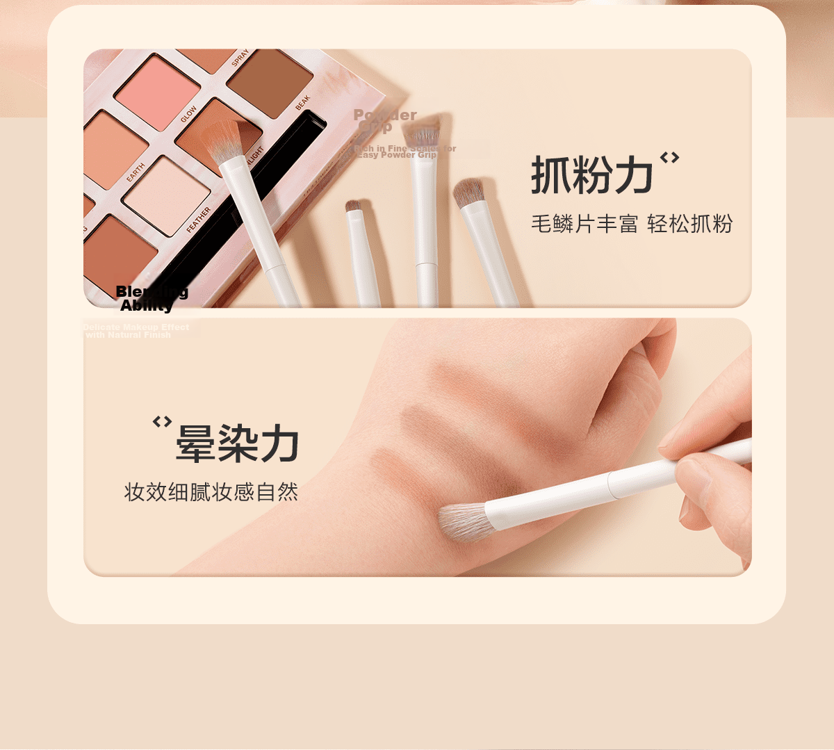 OEIEZ Makeup Brush Set 7pcs Contour Powder Eyeshadow Highlighter Setting Soft Bristles Beginner Brushes 6