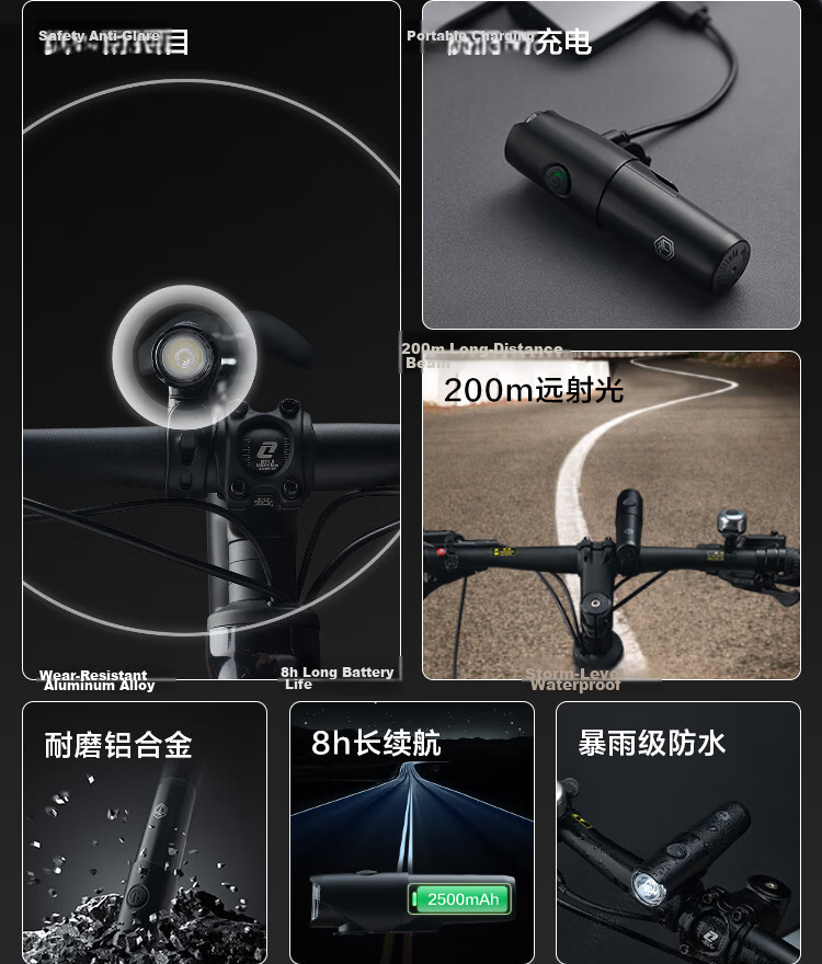 JD Jingzao Q1 High Brightness Bicycle Front Light Waterproof 600 Lumens Road Bike Night Riding Flashlight 2