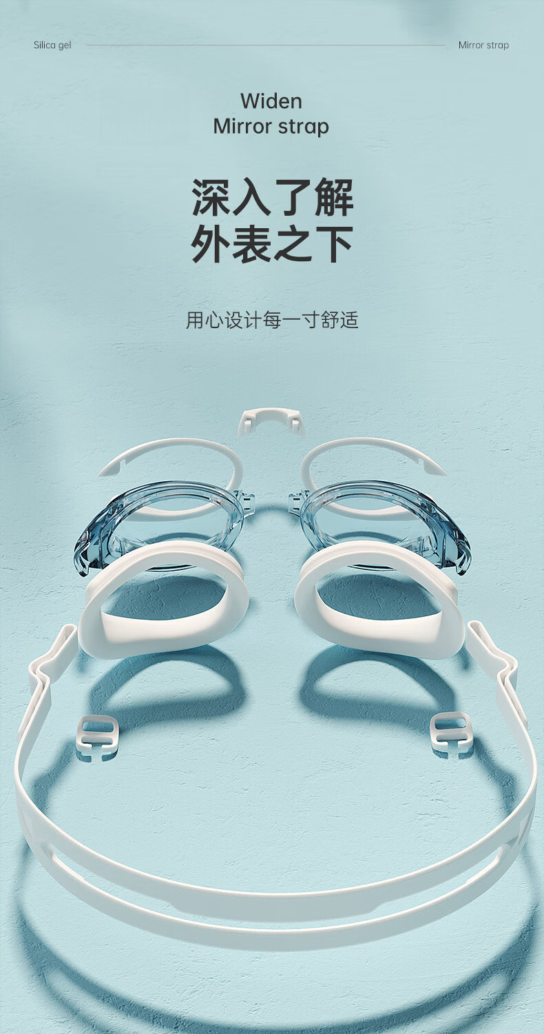 LI-NING Women's Swimming Goggles and Swim Cap Anti-Fog Men's High-Definition Swimming Glasses Prescription Swimming Goggles White 24-19 8