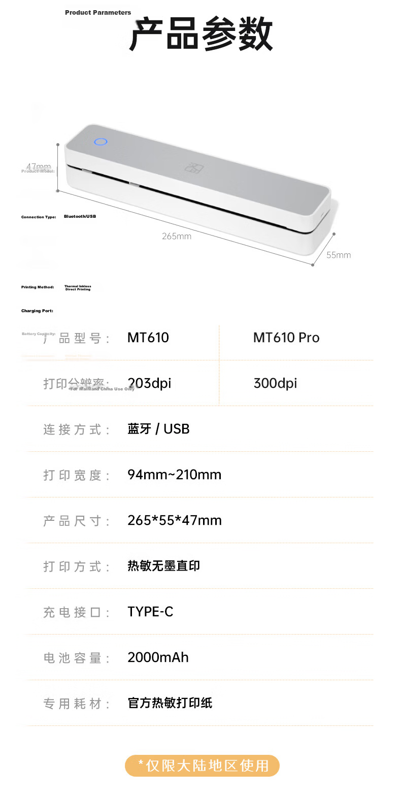 HPRT MT610 Pro Home Student Error Correction Printer, Mobile Bluetooth Wireless Mini Portable A4 Student-Use, Exam Paper Organizer with Photo And Scanning Function, Thermal Learning Machine 15