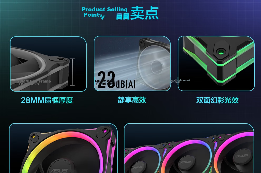 ASUS PRIME MR120 ARGB White Anti-Rotor Chassis Fan Triple Pack, 28mm Thick Blade Frame, Low Noise, Dual-Sided Colorful ARGB Lighting Effects, LED Light Beads Array 4