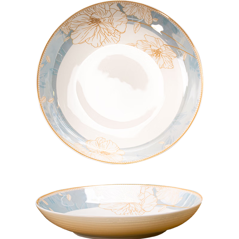 JD Original Tableware Set, Plates And Dishes for Housewarming, Ceramic Household Use, Timeless Journey, Deep Plates 8 Inches * 2