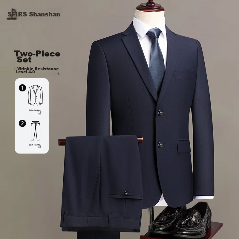 FIRS Men's Slim Fit Business Suit Set Formal Wedding Groom Tuxedo Blazer