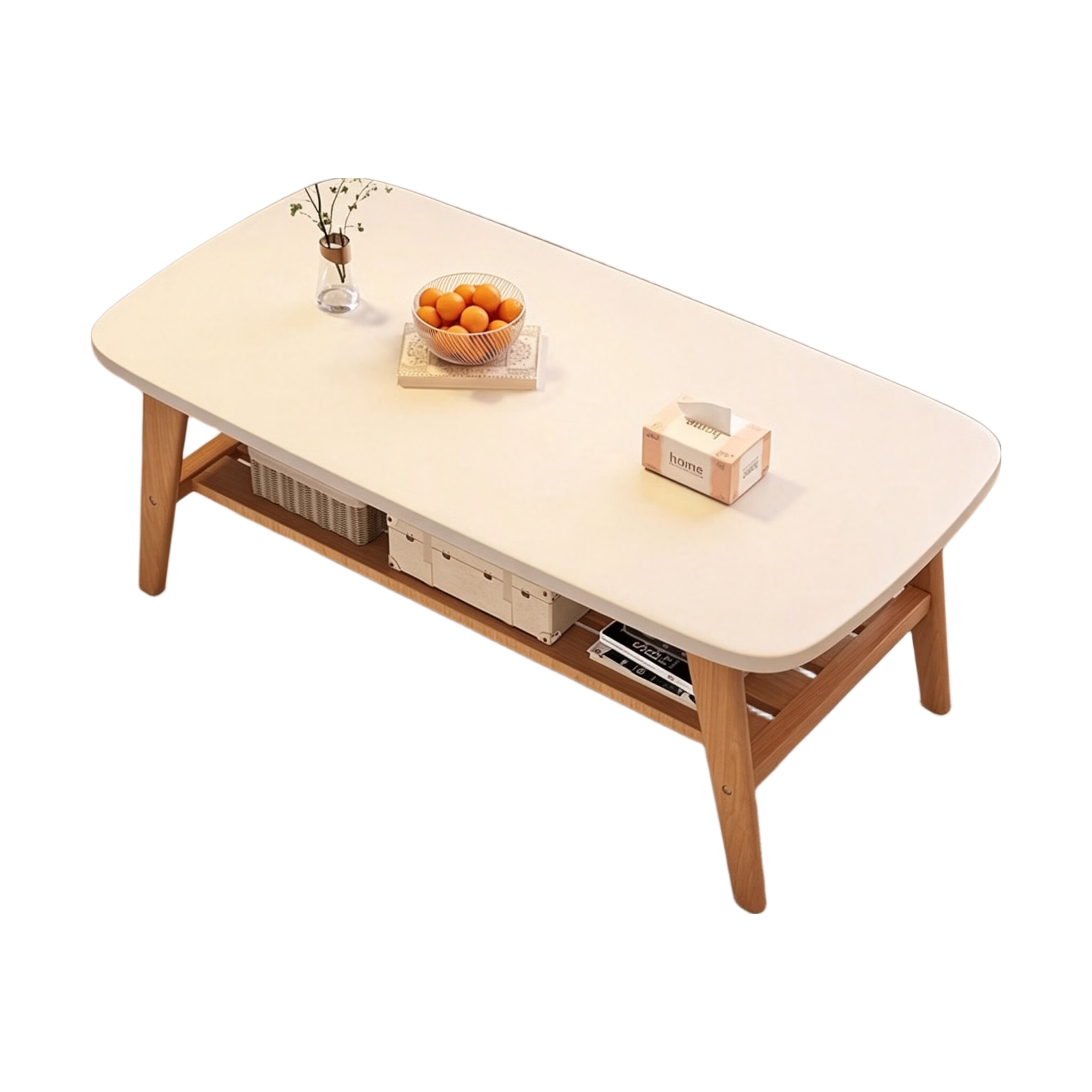 XIAOJIANGCAI Coffee Table for Living Room, Small Apartment, Simple Home Use, Rental Room, 2025 New Model, Minimalist Modern Tea Table, Japanese-Style Warm White 100