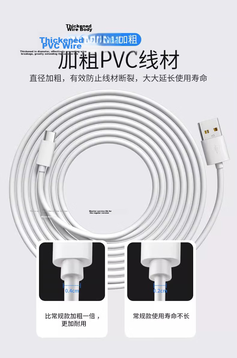 Nengshi Extension Cable for Xiaomi Camera, 360 Surveillance Extension Power Cord, Micro Android USB Extension Cord for Dash Cam, Phone Charging Cable, 3 Meters 3