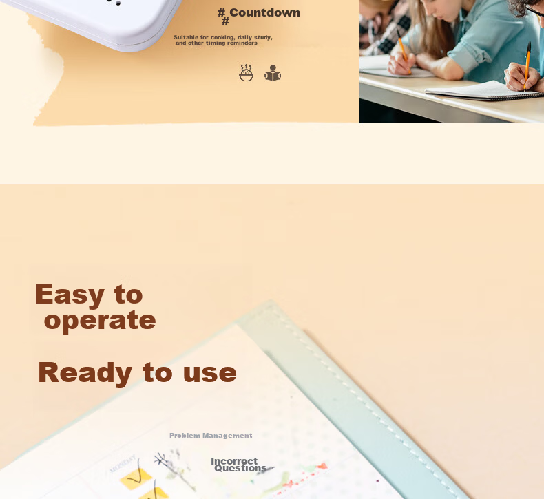 Deli Visual Timer, Student Self-Discipline Time Management Tool, Kitchen Timer, Baking Timer, Children's Birthday Gift, White LE258 5