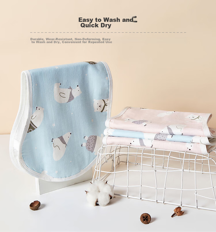 Xiqinbao Baby Burp Cloth, 6-Layer Gauze, Newborn Bib, Baby Cloud Pillow [2-Pack Class A], Blue 10