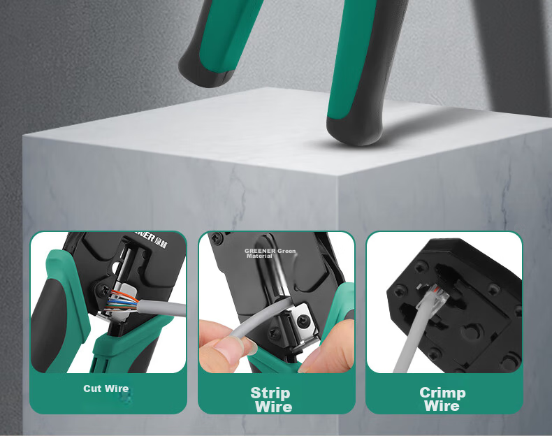 GREENER Network Cable Crimper, RJ45 Connectors, Wire Crimping Tool, Professional Multi-Functional Universal Cat5e/6/7 Home Network Pliers 6