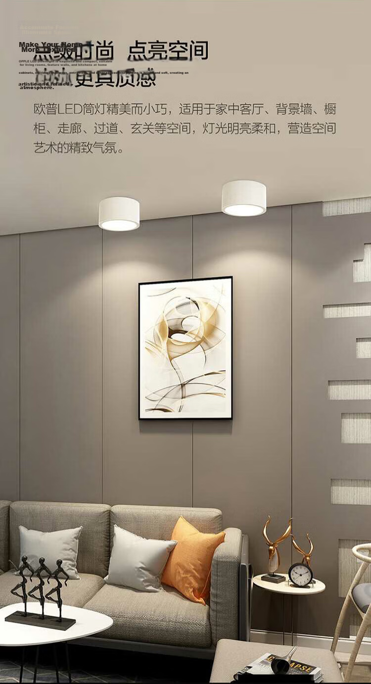 OPPLE High CRI Aluminum LED Downlight Ra80 Ceiling Light Living Room Recessed Hole Light Surface Mounted 18W White 5700K 2