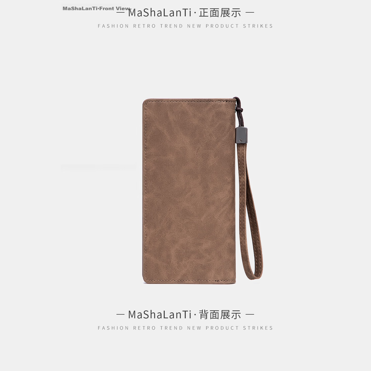MashaLanti Men's Wallet, Large Capacity, Leather Billfold, Long Zipper Coin Purse, Multifunctional Clutch Card Holder, Business Document Wallet All-I 23