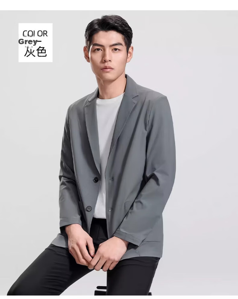 ROMON Men's Sun Protection Suit, Summer 2026 Business Wrinkle-Free High-End Single Suit Jacket, Cool-Feeling Outerwear, Gray, 4XL 12