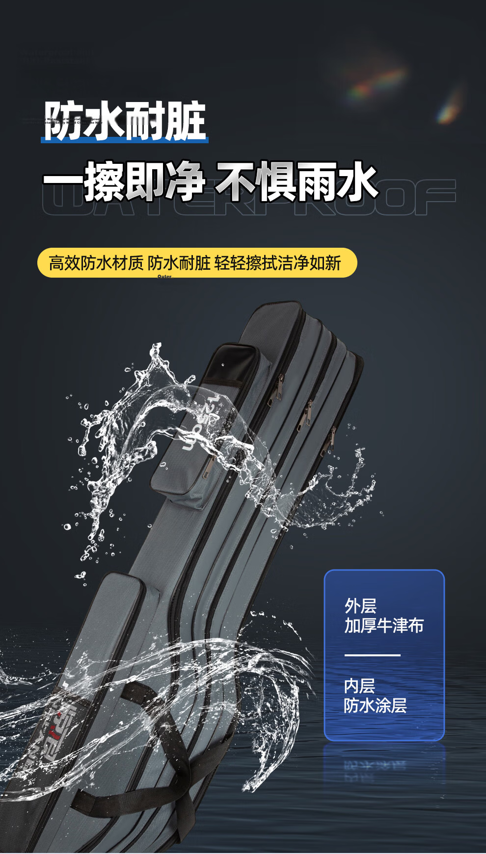 Jinglang 130CM Double-Layer Large Belly Bag, Fishing Tackle Bag, Waterproof Rod Bag, Fishing Bag, Sea Rod Hand Rod Lure Rod Fishing Rod Bag, Fishing Tackle 8