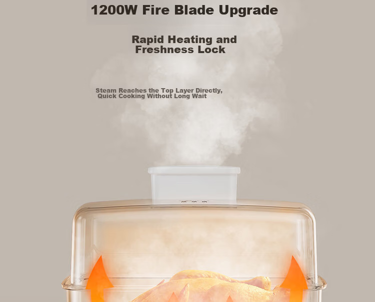 Joyoung 20L Household Three-Layer Electric Steamer with Visible Water Tank, Breakfast Maker, Stainless Steel Steaming Plates for Dumplings DZ200HG-GZ572 8