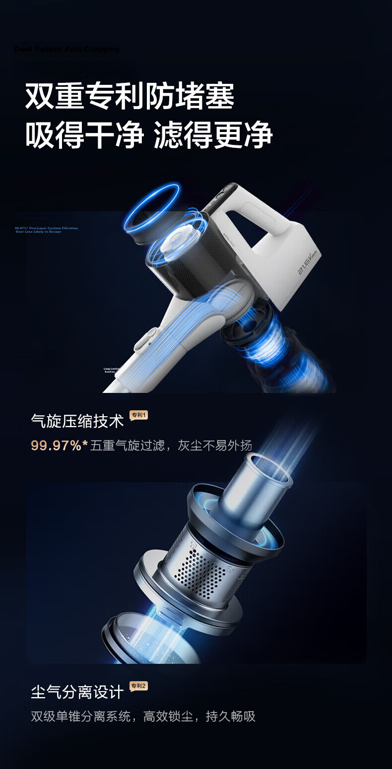 Midea Cordless Vacuum Cleaner Q7 Handheld Vacuum, Green Light Dust Indicator, Car-Mounted High Suction Power, Dust Mite Removal, Cat And Dog Hair Pet Vacuum [Anti-Tangle] 12