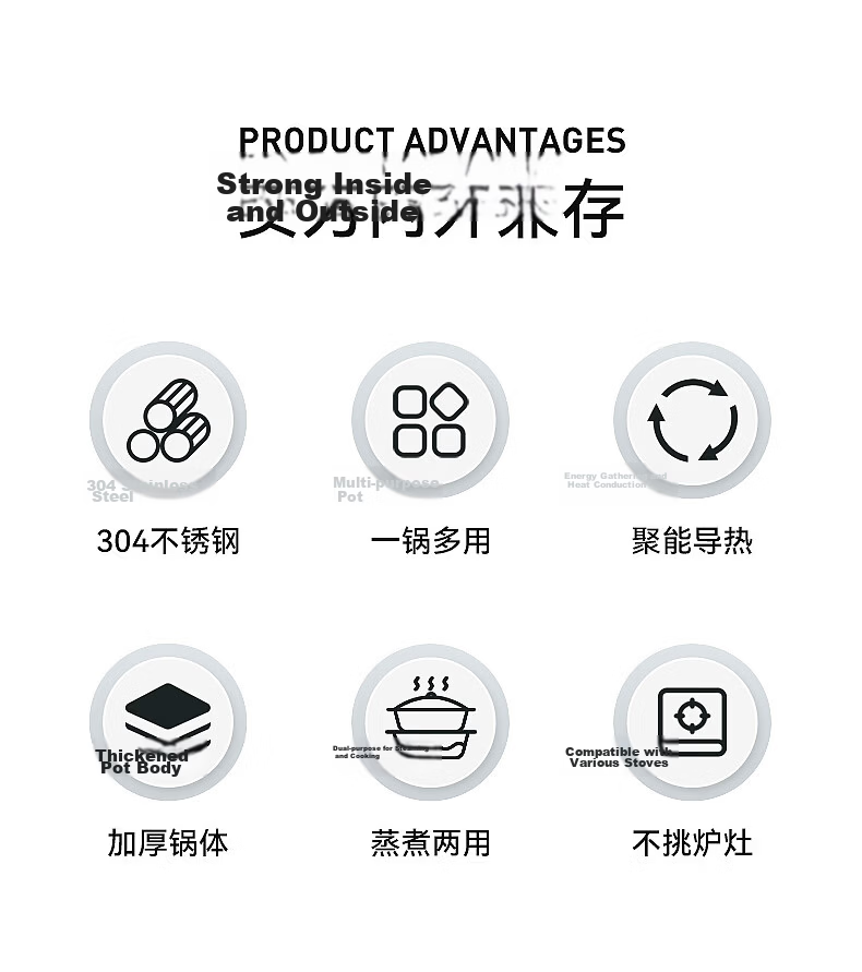 Debolina 304 Stainless Steel Double-Layer Steamer Soup Pot Stewing Porridge Milk Pot 26cm 2