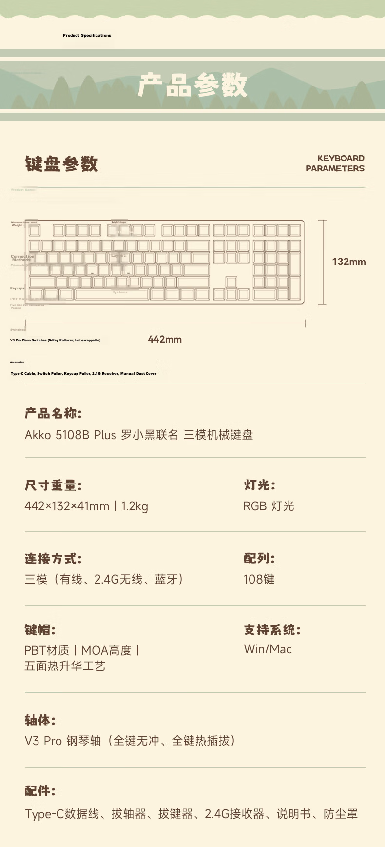 AKKO, Hatsune Miku Anime IP Collaboration Esports Gaming Keyboard, 108-Key Customizable Three-Mode Mechanical Keyboard, Full Hot-Swappable Keyboard, Piano Switches - Green Model 1 9