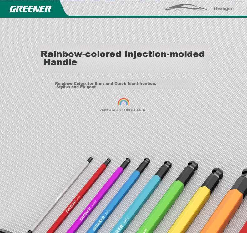 GREENER Hex Key Wrench Set, Hex Screwdriver, Hex Key, Hexagonal Inner Hexagon Rainbow Extended 11