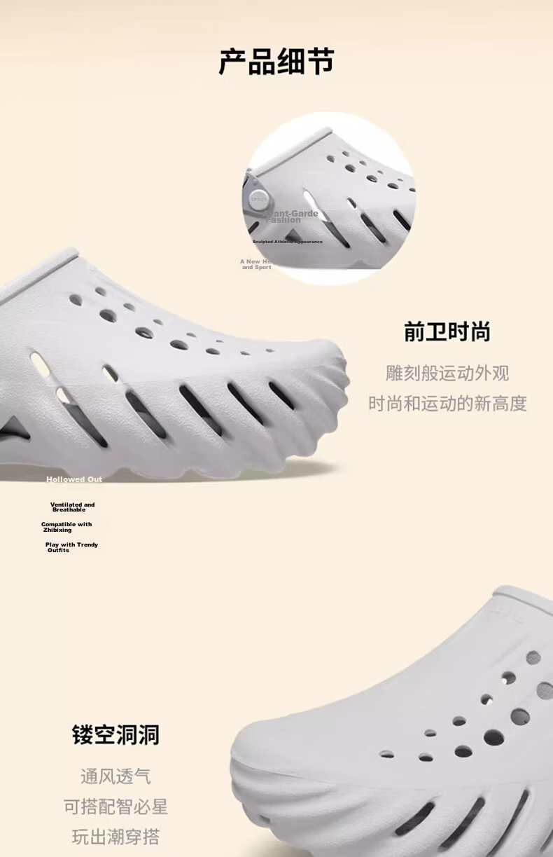CROCS Unisex Clog Sandals, Outdoor Casual Fashion Beach Shoes, Closed-Toe Slippers, 207937-001, Size 41-42 5