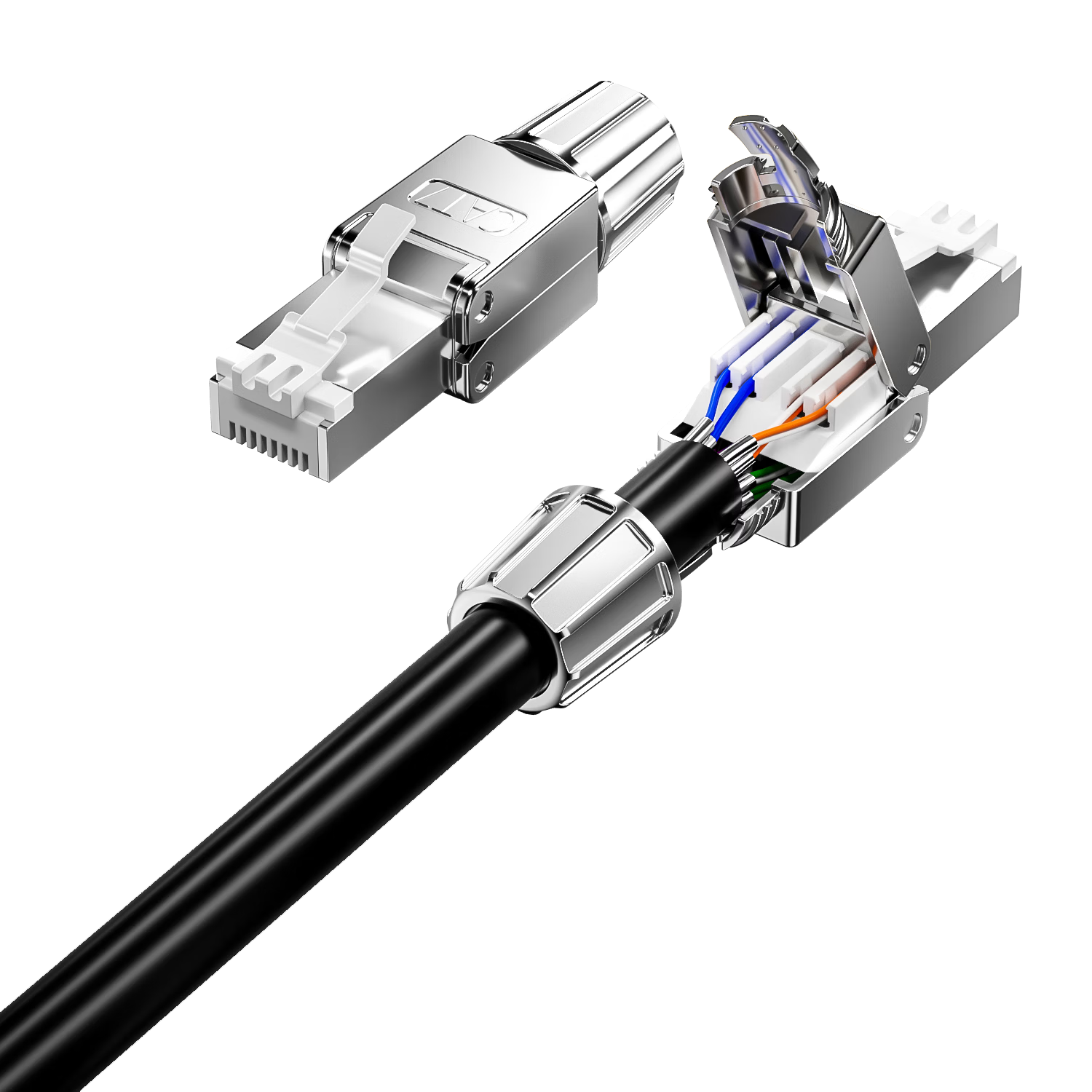BIAZE CAT7 STP Shielded Tool-Free Crystal Head Network Connector 10Gbps High-Speed RJ45 Server Crystal Head TT21