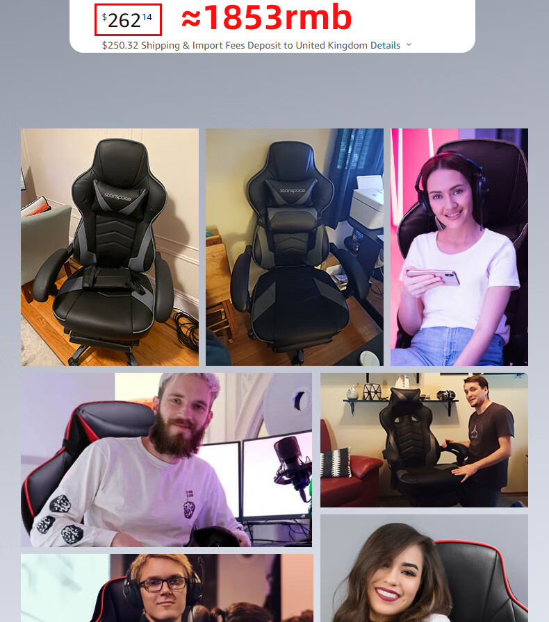 Starspace Gaming Chair, Computer Chair, Office Chair, Ergonomic Chair, Home Reclining Executive Chair, Model 92197H 3