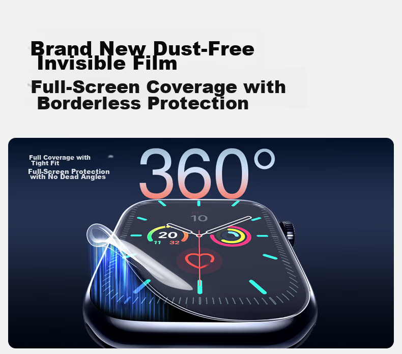 Shanmo [Edge Compensation] Full Coverage Scratch-Resistant Self-Aligning Invisible Screen Protector for Apple Watch iWatch S9/8/7 45mm 2