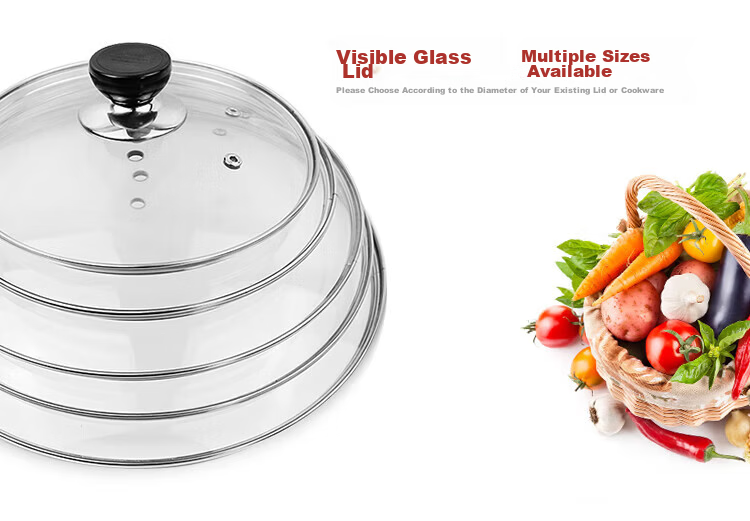 MAXCOOK Glass Soup Pot Lid, 304 Stainless Steel Rimmed Frying Pan Lid, Steamer Lid, 20cm MCPJ9593 2