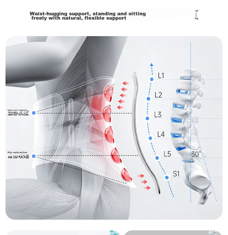 LI-NING Lumbar Support Belt Sports Waist Brace for Disc Herniation Lumbar Muscle Strain Steel Plate Support Fitness Waist Trainer Abdominal Binder Long Sitting Back Support 13