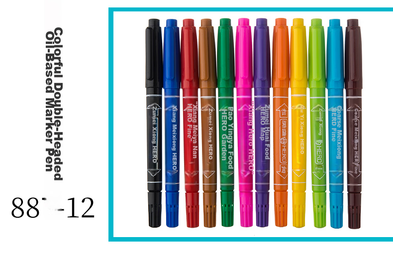 HERO Marker Pen, Oil-Based Marker Pen, Business Student Use, Pack of 10, Red, 887 8