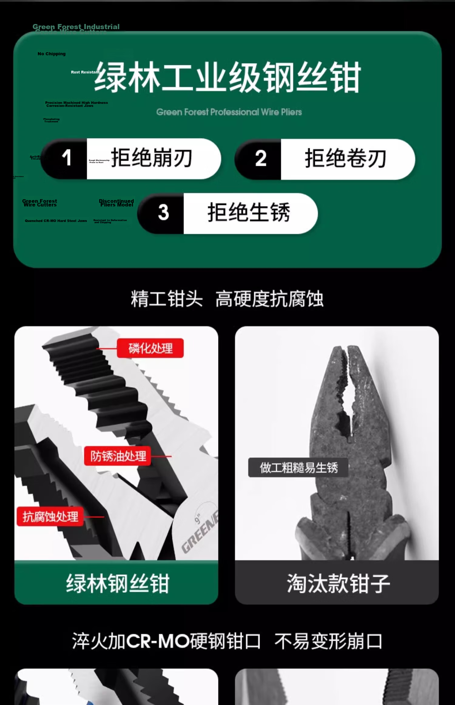 GREENER Steel Wire Pliers Industrial Grade High Hardness Multi-Functional Electrician's 8-Inch Pliers 7