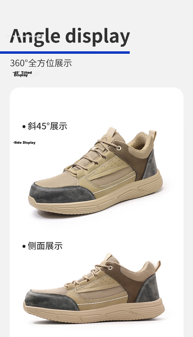 Blue Owl Shield Men's Summer Breathable Lightweight Soft Sole Anti-Smash Steel Toe Anti-Puncture Safety Work Shoes DL272 Size 42 21