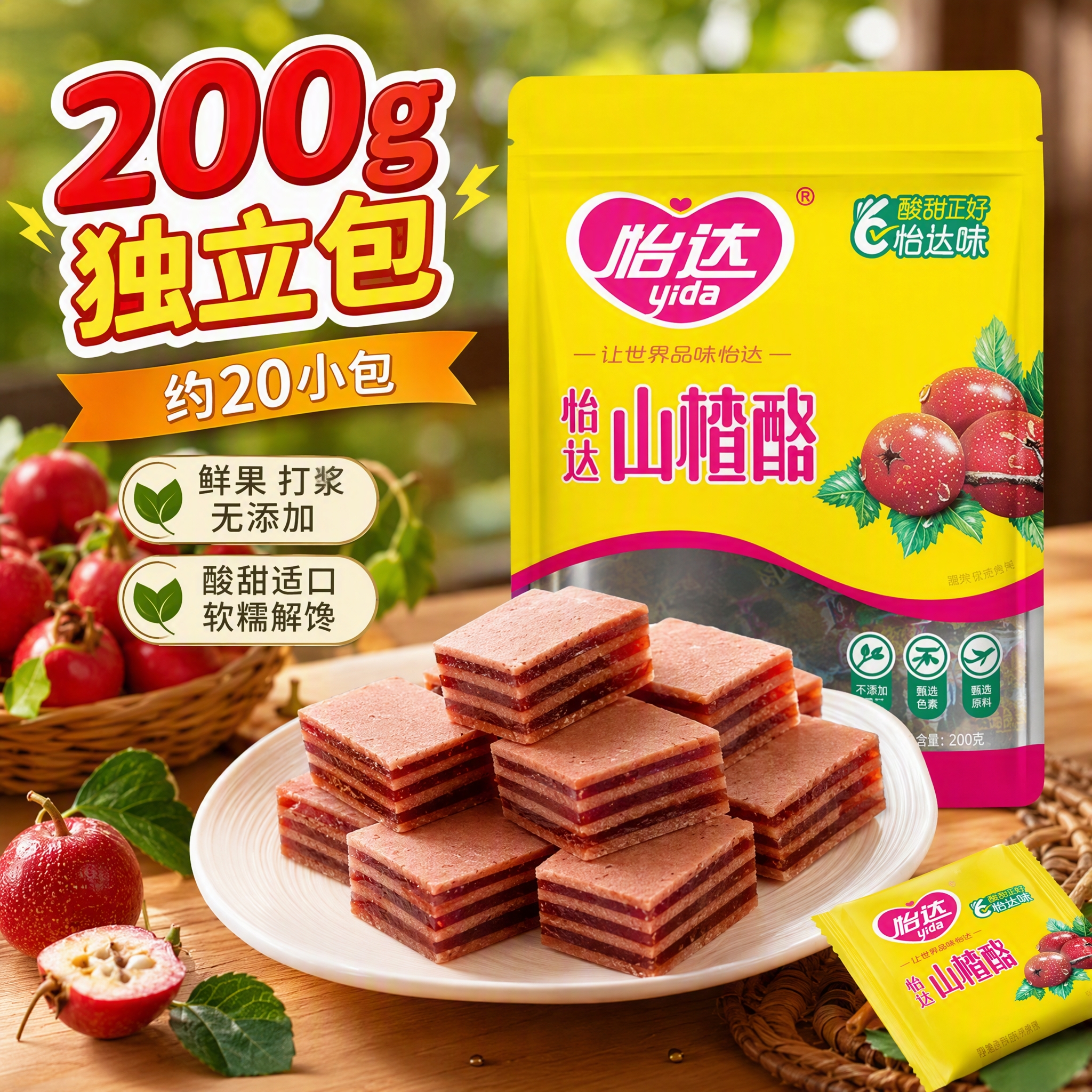 怡达山楂汉堡山楂酪200g 夹层夹心多层山楂干片蜜饯果干儿童零食