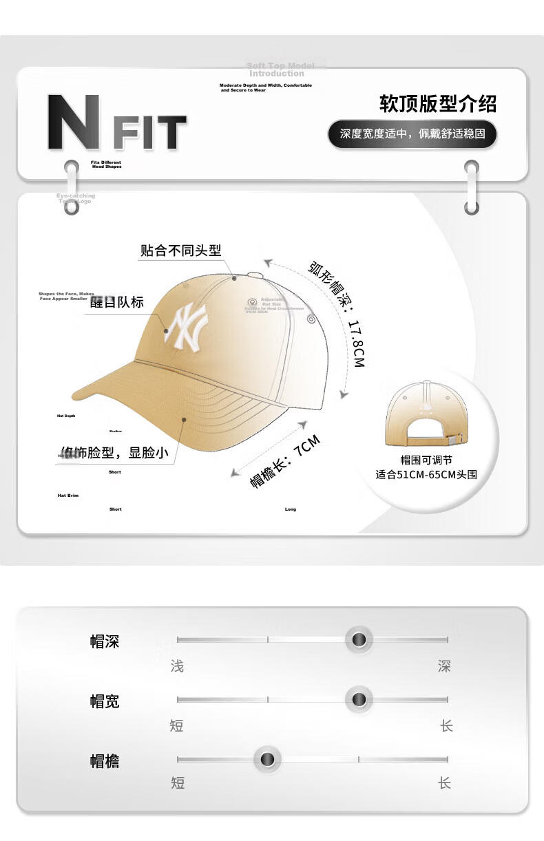 MLB Baseball Cap for Men And Women, Couples' Soft Top Cap, Casual Sports Hat for All Seasons, 3ACP6601N-07RDS 6