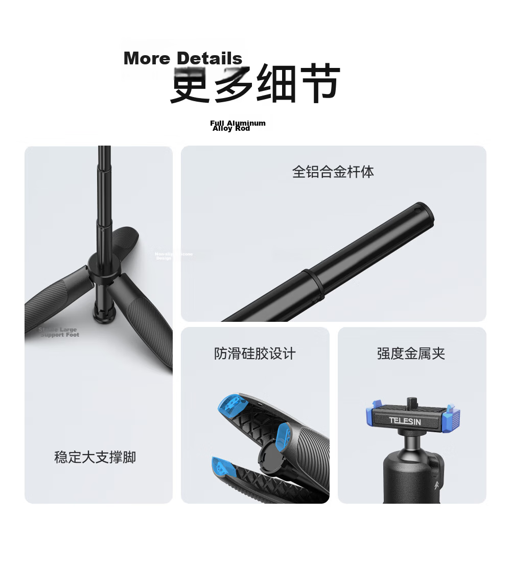 TELESIN Action Camera Buoyancy Rod Tripod, Compatible with DJI Action 6/5pro/4, Floating Handle, Compatible with GoPro 13 Buoyancy Rod, Insta360 Ace Pro 2 Handheld Pole 10