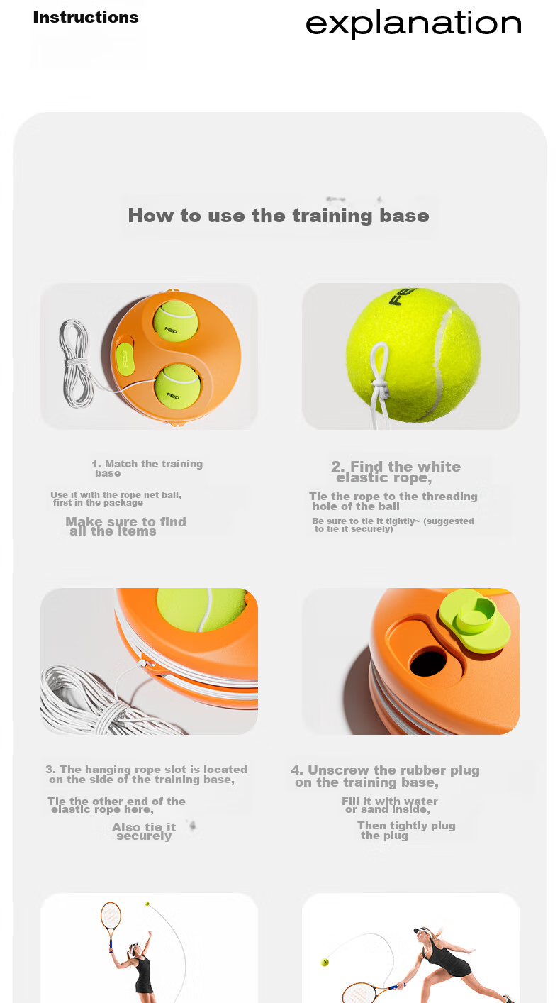 FEIERDUN Tennis Racket Base, Tennis Training Device, Stringing Rebound Ball Universal Base, Thickened And Reinforced 15