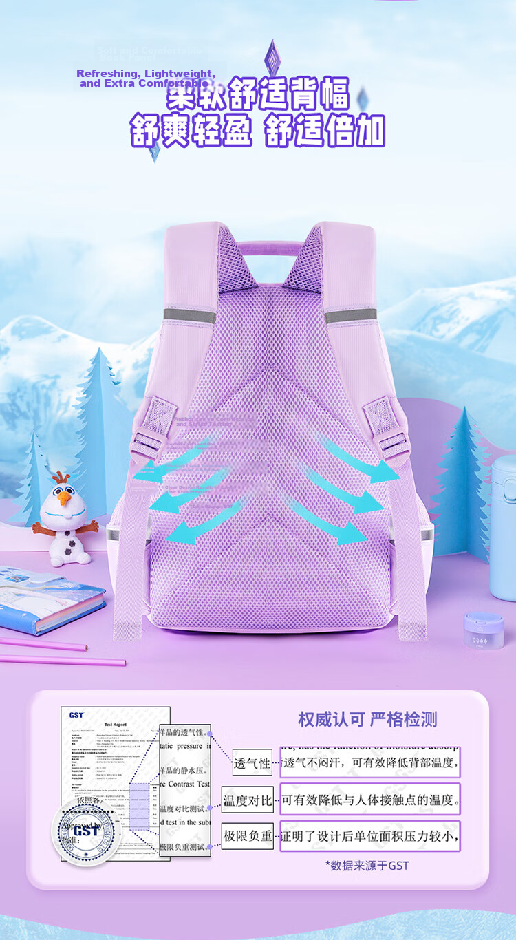 Disney Elsa Princess Purple Breathable Lightweight Backpack for Elementary Students Grades 1-3 9