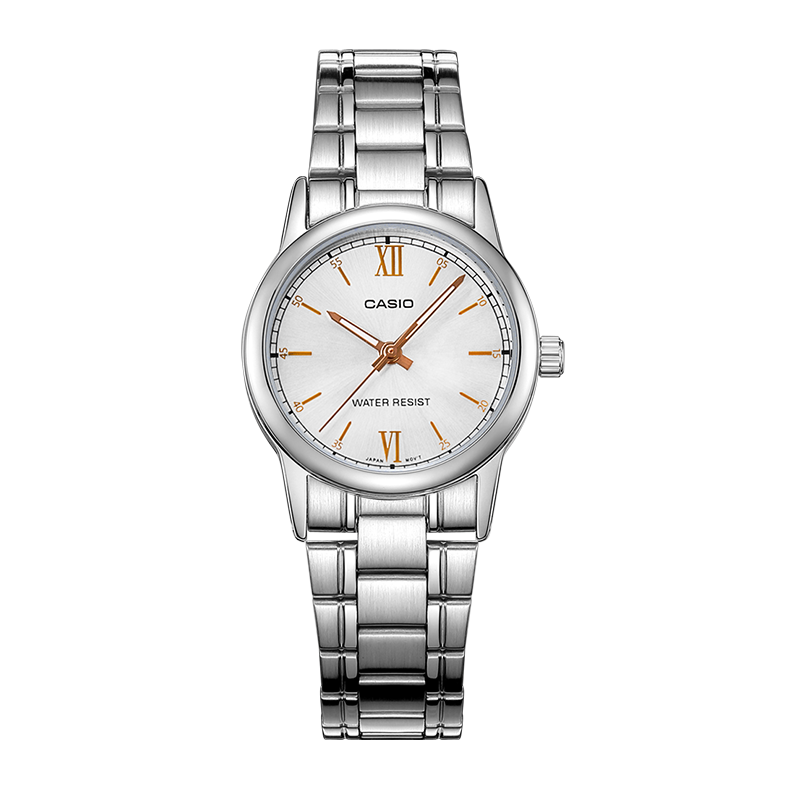 CASIO Women's Watch Simple Analog Steel Band Small Dial Quartz Student LTP-V005D-7B2
