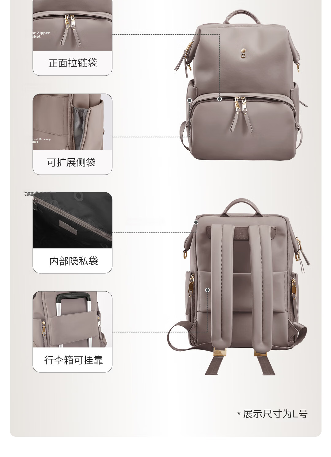 Echolac Backpack for Women, Fashionable Travel Bag, Casual Laptop Bag, Versatile Trendy Bag, Gift for Girlfriend, CKP2075 Starlight Black 16
