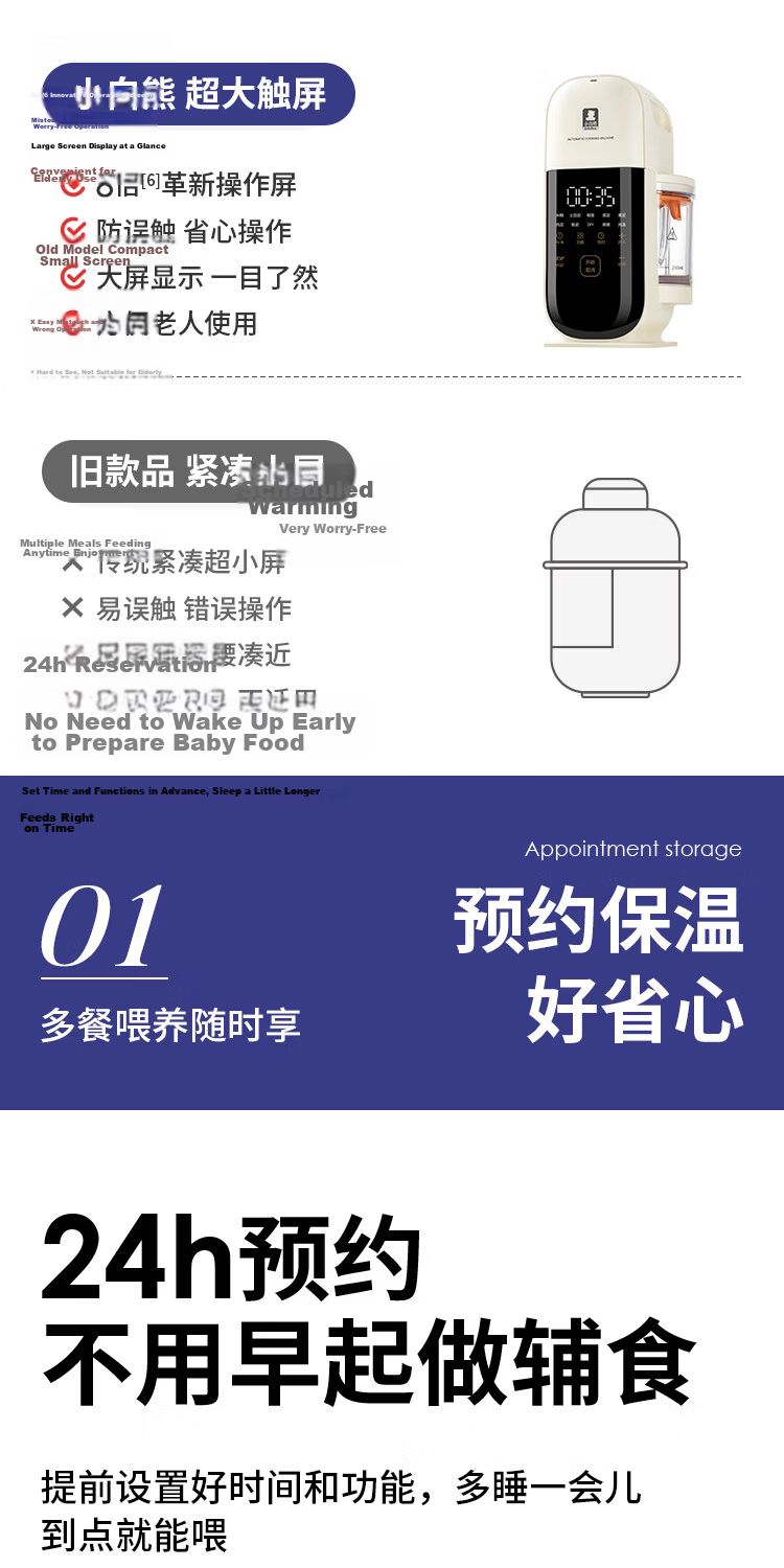 Little White Bear Baby Food Processor Infant Food Steamer Cooker Blender Multi-Function Food Maker Single Cup with 6-Blade 6057 13