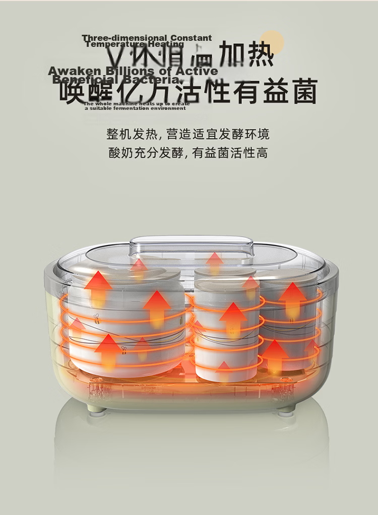 Bear Yogurt Maker Home Fully Automatic Large Capacity Divided Cup Rice Wine Yogurt Fermentation Natto Kimchi Machine SNJ-C10P2 (Light Green) 9