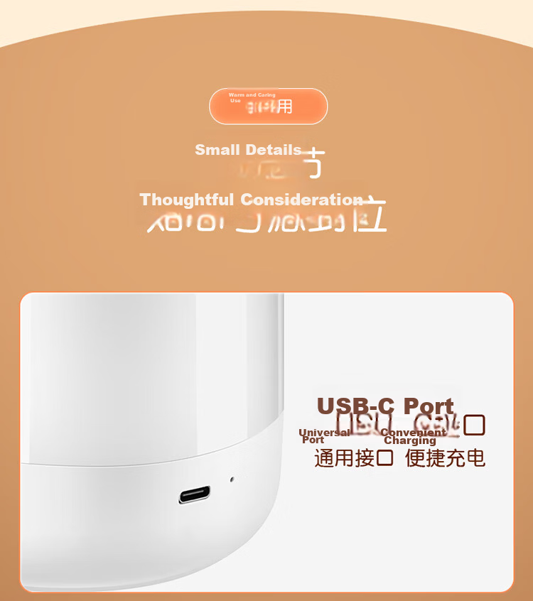 BULL Bedside Baby Night Light Night Feeding Ambient Light Cylindrical Three-Level Color Temperature Stepless Dimming Rechargeable 6000mAh 14