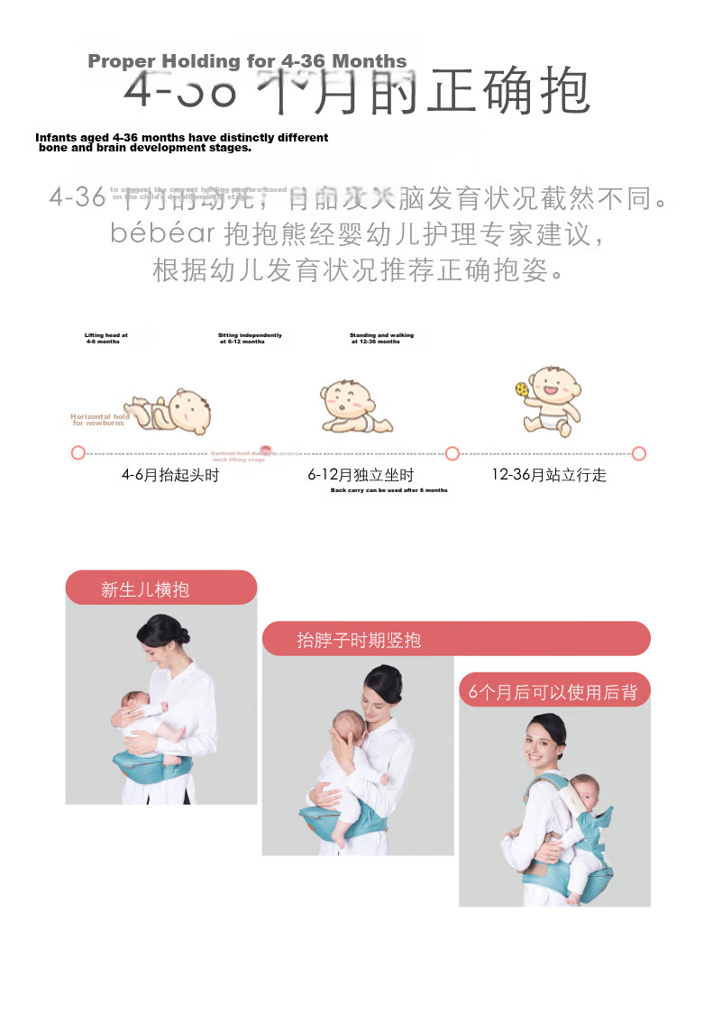 Bébéar Baby Infant Front Carry Multifunctional Waist Stool Carrier with Gift Box C11-Baby Blue 11