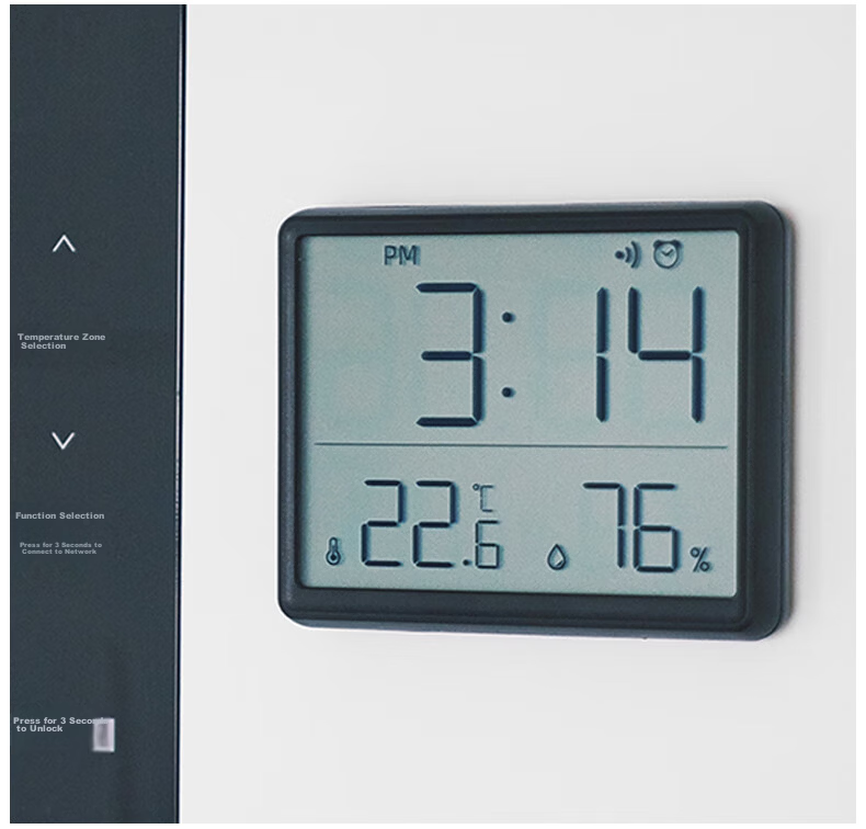 Hense Indoor Temperature and Humidity Clock Alarm Kitchen Clock Refrigerator Magnet Electronic Clock Desktop Clock Electronic Watch Wall Clock Table Clock HA8218 White Back to School Season 16